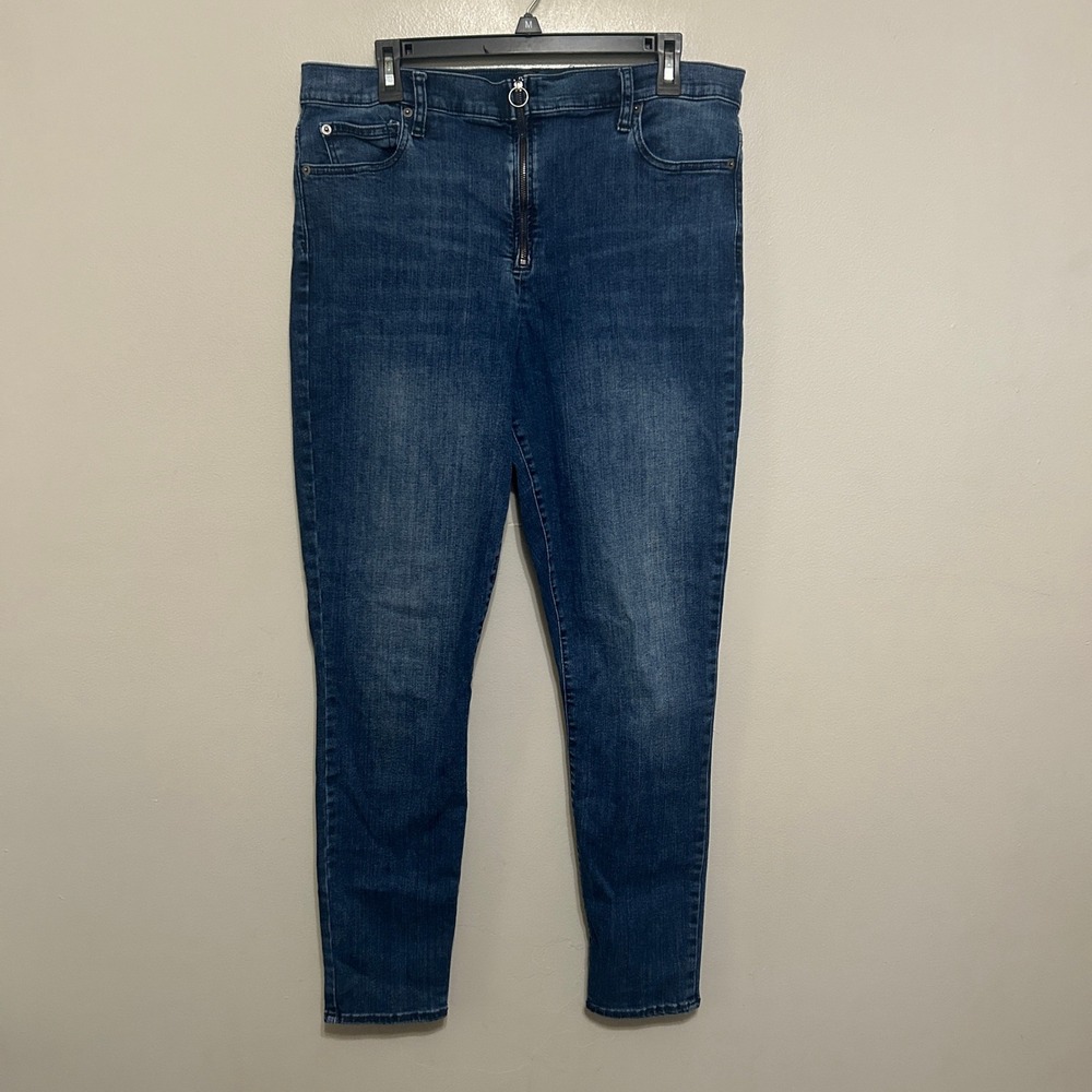 GAP Skinny Jeans Women 33T Blue O-Ring Zip High Rise Stretch Denim Streetwear